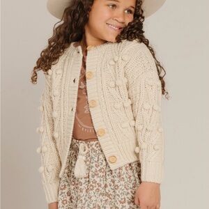 Rylee + Cru Bobble Cardigan Sweater with Wooden Buttons